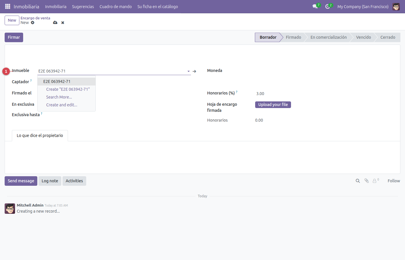 Formulario de Encargo de venta